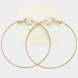 14K Gold Dipped 2 Inch Textured Metal Hoop Earrings: Silver