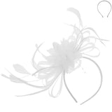 Floral Fascinator Headband w/ Side Loops & Feathers: Black
