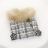 Fuzzy Fur Trim Tweed Jacket Pin Brooch
: Lavender