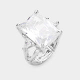 Rectangle Crystal Stretch Ring: MULTI