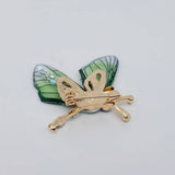 Resin Wings Rhinestone Butterfly Brooch