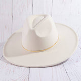 Flat Brim Herringbone Chain Fedora Fashion Hat: BK