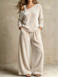 Women's Velvet One Shoulder Two Piece Set Wide Leg Pants: Burgundy / XL