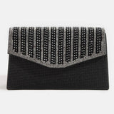 Rhinestone Trim Envelope Clutch Bag: S