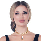 Red Lipstick Charm Necklace: Red / Gold / 18 Inches