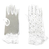 Race Deco Narrow Mesh Rhinestone Wrist Length Gloves: Black