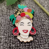 Fruit Pineapple Hat Lady Acrylic Brooch