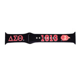 DST Sorority Black 1913 Watch Band Strap Women: Black / Rhodium / Adjustable