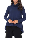 Lillian High-Low Knit Top: Navy / M