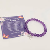 Gift for Mom Multi-style Pendant Amethyst Elastic Bracelets: Butterfly