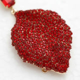 Rouge  Rhinestone Encrusted Leaf Earrings