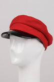 Faux Leather Trim Cabbie Cap: GR