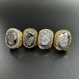 Druzy Rhinestone Alloy Rings: Gold-Gun Metal