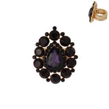 Drop Gem Stone Stretch Ring: Burgundy