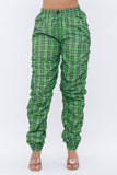 Plus Size Plaid Print Windbreaker Drawstring Jogger Pants: Red / 2-2-2 (1XL-2XL-3XL)