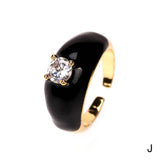 Colorful Enamel Inlaid Zircon Ring: D / Opening adjustable