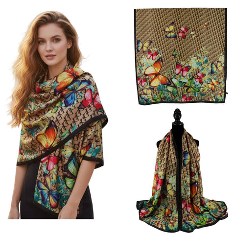 F11-93 - One Piece Oblong Silky Satin Scarf Shawl