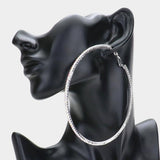 Rhinestone Hoop Earrings: GOLD CLEAR
