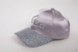 VIA FIORE Love Rhinestone Satin Baseball Cap : Black