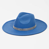 Pave Rhinestone Chain Fedora Hat: BK