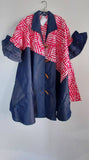 Denim Shirt Dress with Ankara African Print 3139-L: Red
