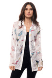 A209-F Sheer Butterfly Print Button-Front Shirt: XL