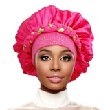 Bonnet Hot Pink Gold Satin Wide Edge Braid Women: Pink / Gold / Jumbo