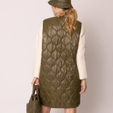 Quilted Padded Long Zipper Vest: IVY / One Size