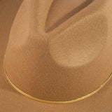Flat Brim Herringbone Chain Fedora Fashion Hat: BK