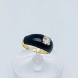 Colorful Enamel Inlaid Zircon Ring: D / Opening adjustable
