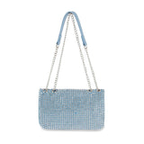 Front Flap Sparkling Rhinestone Shoulder Bag: Blue