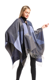 CP21044 Triangle Stripes Ruana Cape: 06 Rust