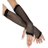 Black Long Hand Fishnet Mesh Gloves