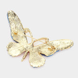 Butterfly Rhinestone Pave Brooch: Red