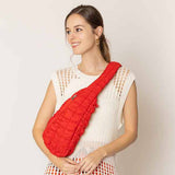 Quilted Stylish Lightweight Puffer Sling Bag: GRN / ONE SIZE