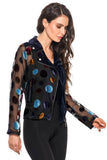 BS2502 - Velvet Polka Dot Mesh Moto Jacket : XL