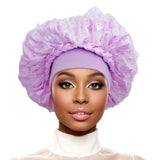 Bonnet Purple Satin Wide Edge Double Layer Women: Purple / Multi Tone / Jumbo