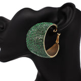 Rhinestone Pave Hoop Evening Earrings: Gold Rainbow