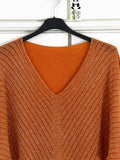 98F60H46-Fine knit sweater with lurex: Camel