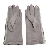 Gray Embroidered Stripe Touch Gloves: Gray / Multi Tone / One Size
