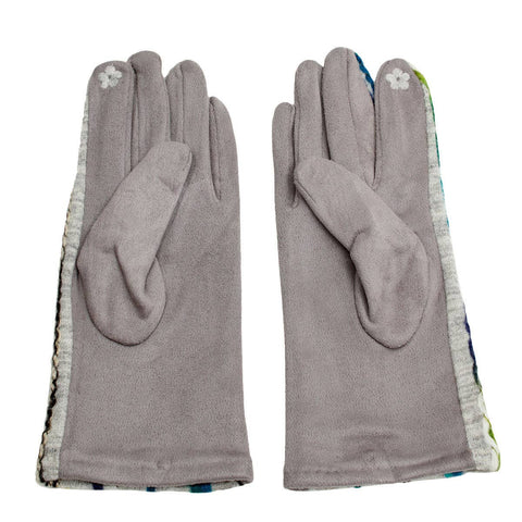 Gray Embroidered Stripe Touch Gloves: Gray / Multi Tone / One Size