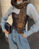 Women’s Floral Paisley Fringe Scarf – 4 Colors: Fuchsia