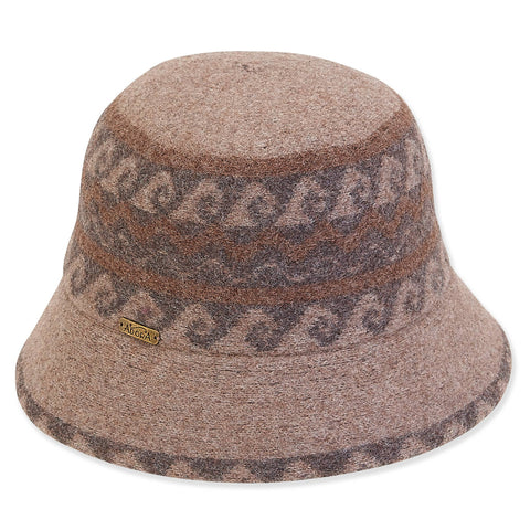 Brown, Soft Wool Cloche, Brim 2.5"