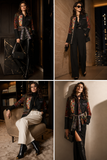 AD925-B MIX MEDIA EMBROIDERED JACKET WITH MULTI COLOR BELT: M