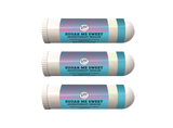 Three 'Sugar Me Sweet' aromatherapy inhalers on a white background