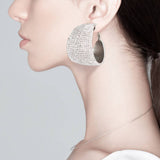 Rhinestone Pave Hoop Evening Earrings: Gold Rainbow