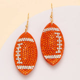 Two-Tone Rhinestone Pave Football Dangle Earrings: Blue