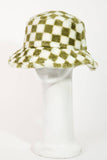 Plush Faux Fur Checkered Bucket Hat: BW