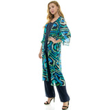 MISSY 3PC CARDIGAN TANK, PANT NECKLACE SET G109395L85: NAV/TUR/GRN / XL