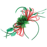 Floral Fascinator Headband w/ Side Loops & Feathers: Black